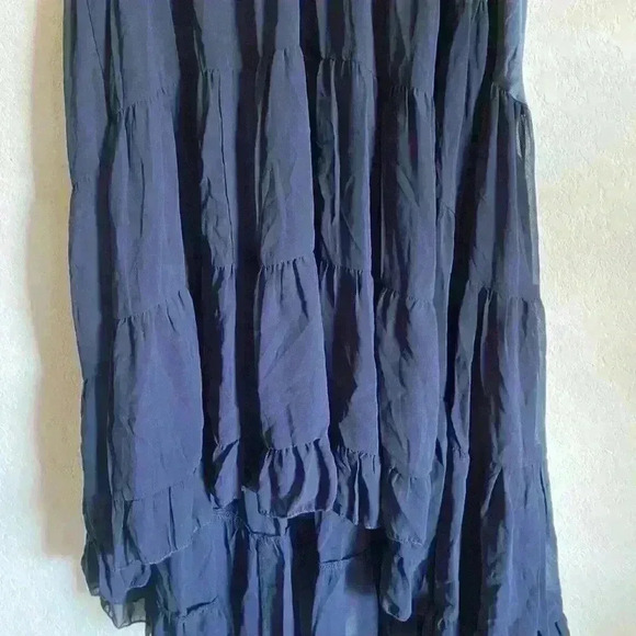 ASOS Drop Waist Maxi Coquette Skirt Ruffle\Pleated Detail In Navy Blue Size 0 - Picture 5 of 10